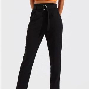Belted high waist peg leg Pants